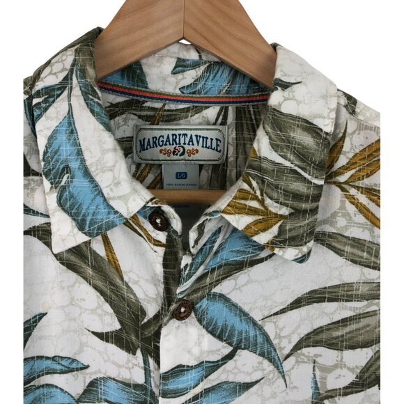 Margaritaville Mens Size Large Button Up Short Sleeve Shirt Tropical Theme - Picture 2 of 13